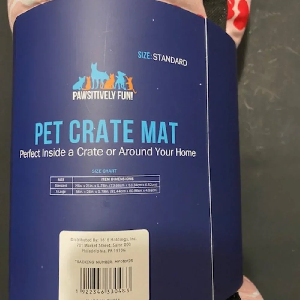 PAWSITIVELY FUN PET CRATE MAT *Size: Small* Pink and White Bones